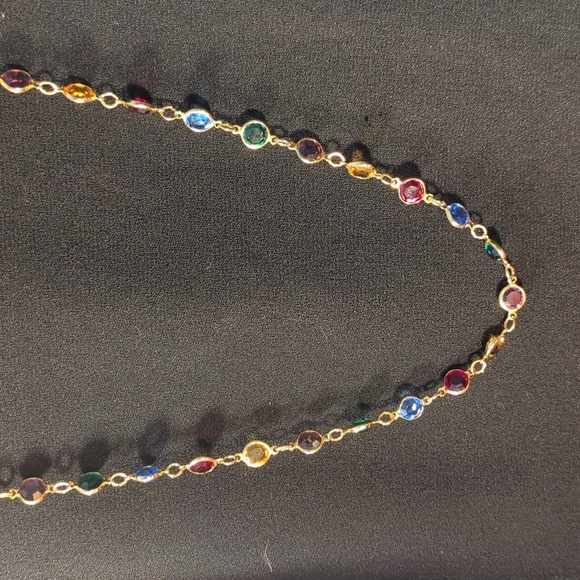 🩷 Austrian Crystal Necklace and Earrings Green Red Pink Blue Amber Goldton… - Picture 11 of 12